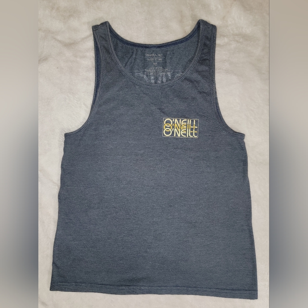 O'NEILL Classic Fit Graphic Logo Tank in Slate Blue  - Size Small
